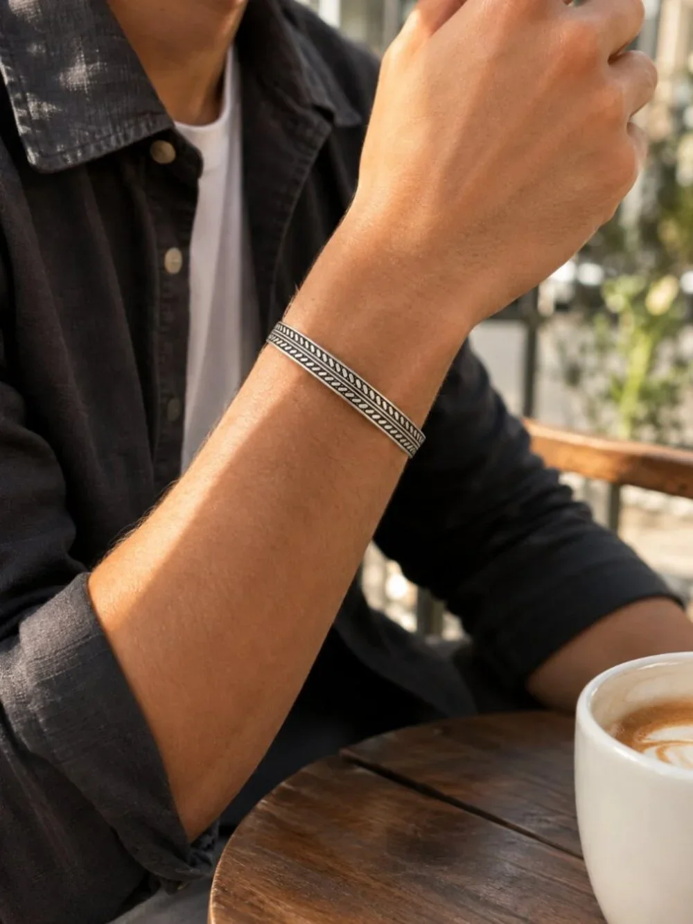 925 Sterling Silver Mens Bangle Bracelet Vintage Cuff Bracelet